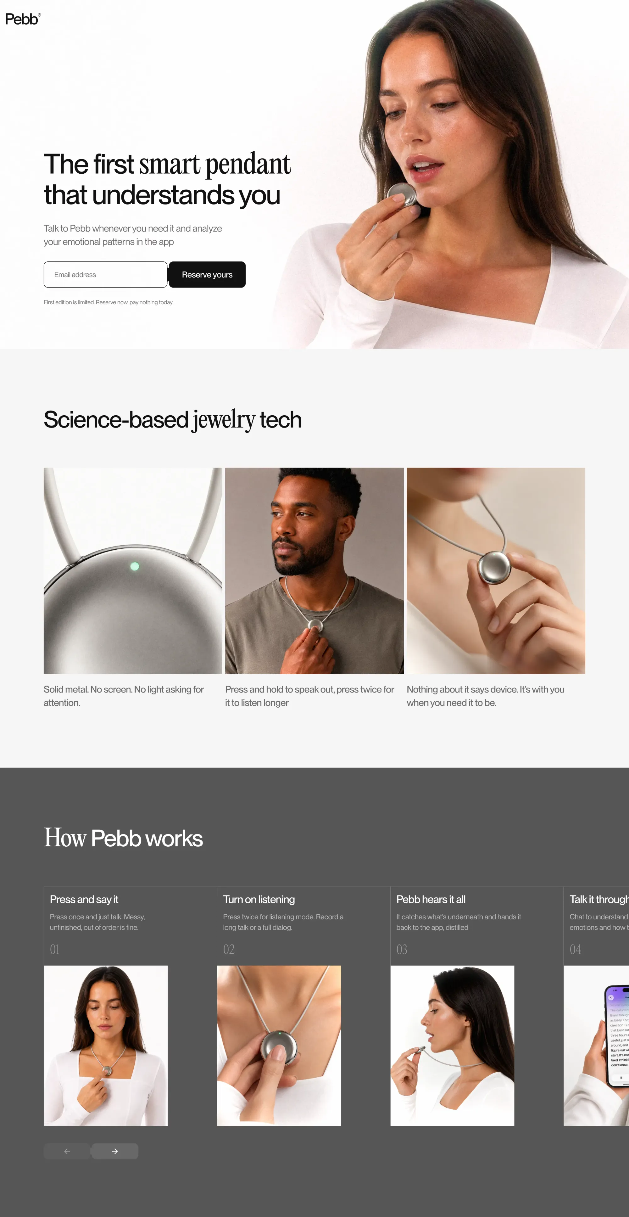 Pebb — Somewhere to put your feelings down - Landing design