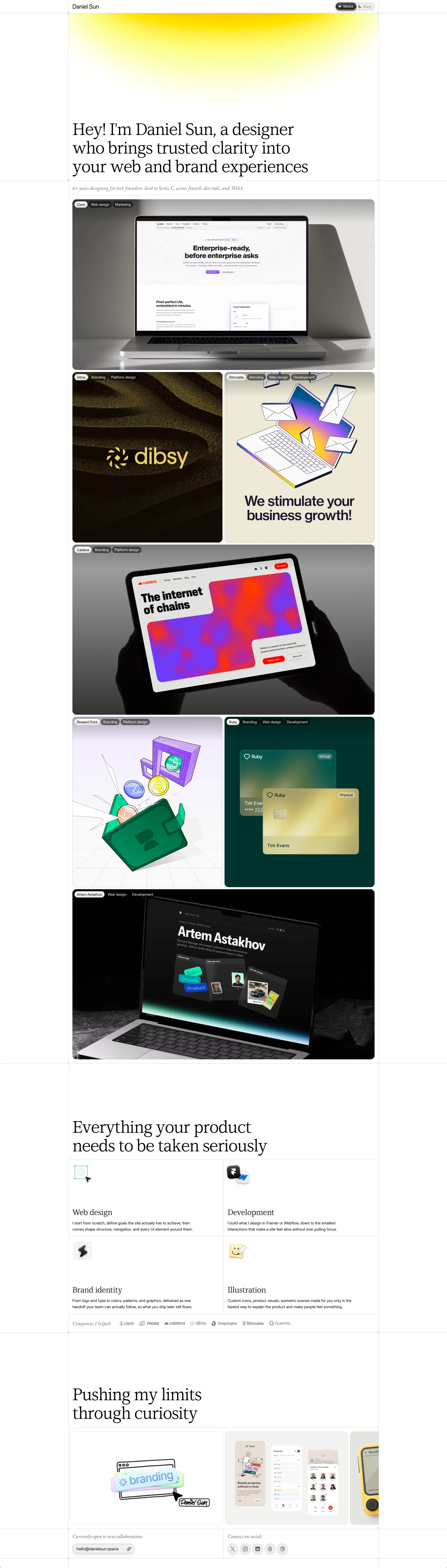Daniel Sun | Web & brand designer for SaaS and Web3 founders - Portfolio design
