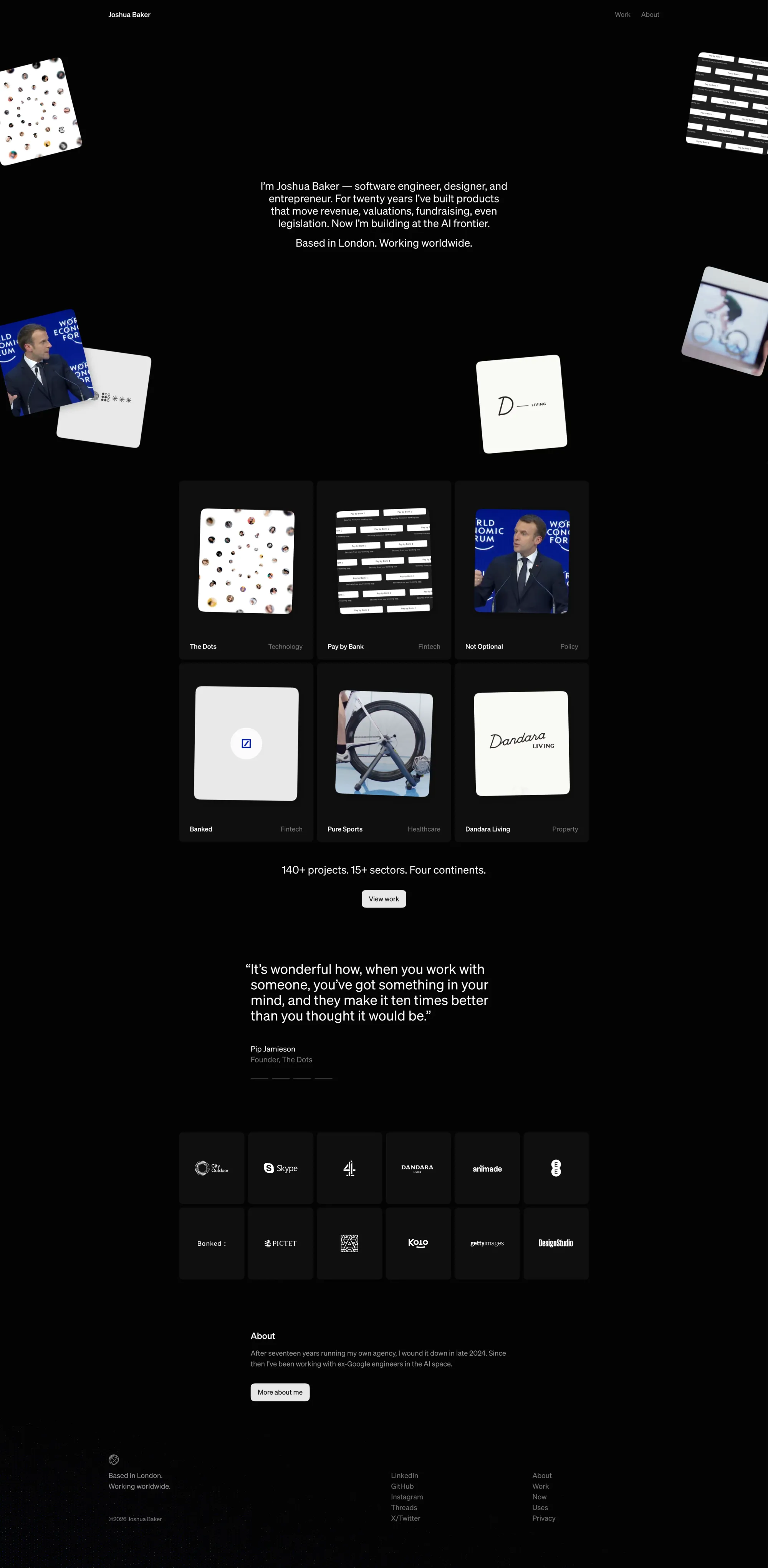 Joshua Baker - Software engineer, designer, entrepreneur - Portfolio design