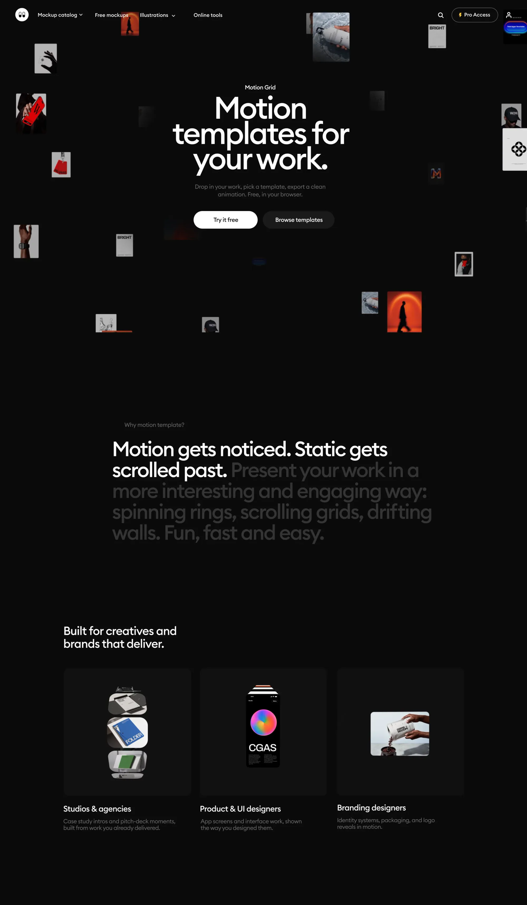 Motion Grid: Free Online Motion Graphics Maker | WANNATHIS.ONE - Product page design