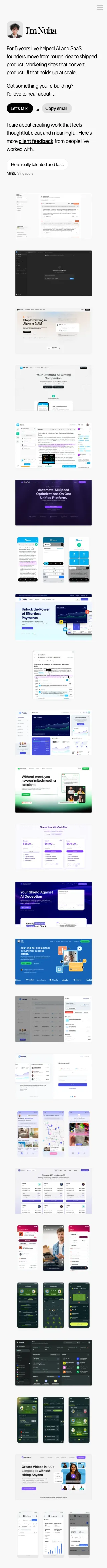 Nuha Maulana, UI/UX Designer mobile view