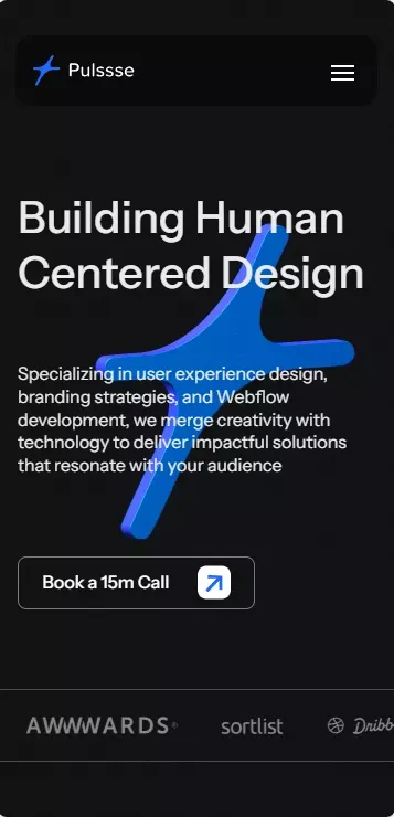 Pulssse - Design Solutions & Branding Strategy, Webflow Development mobile view