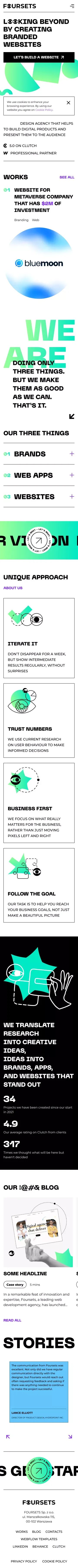 Foursets - Design and Webflow website development agency mobile view