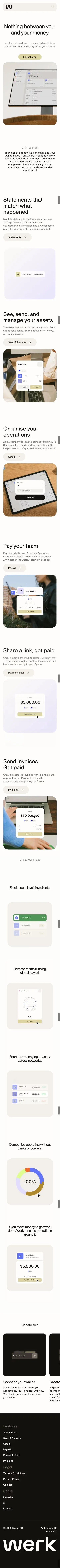 Werk | Onchain Finance Platform for Invoicing & Payroll mobile view