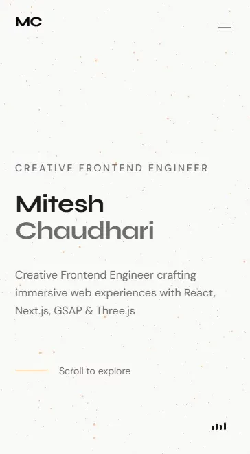 Mitesh Chaudhari — Creative Frontend Engineer mobile view