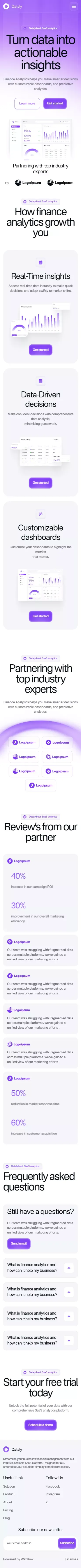 Dataluz - Webflow Ecommerce website template mobile view