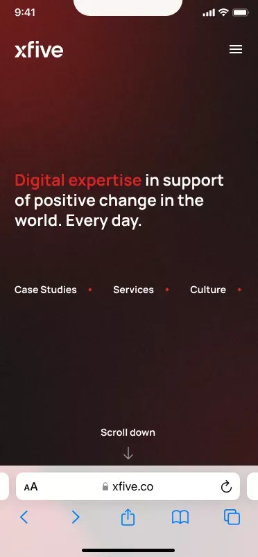 Xfive - Digital expertise for a positive change in the world mobile view