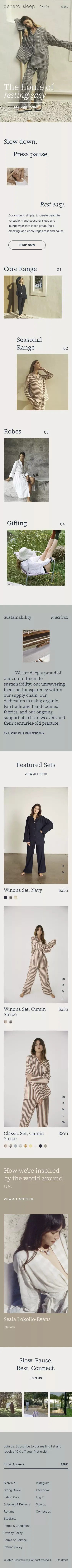 General Sleep Store mobile view