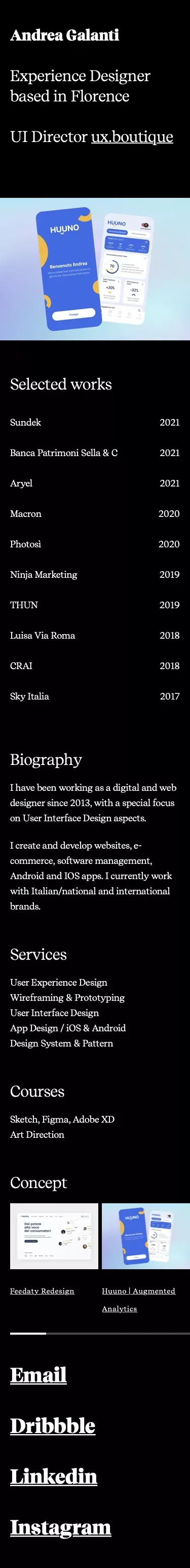 Andrea Galanti â¢ Experience Designer based in Florence mobile view
