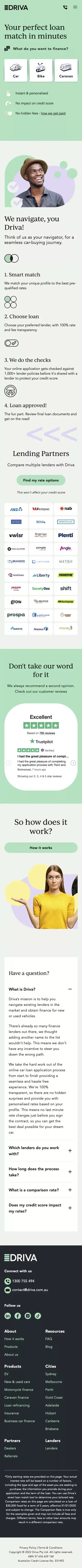 Driva | Your Perfect Loan Match mobile view