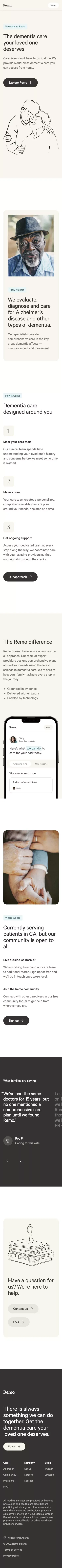 Better Dementia Care - Remo Health mobile view