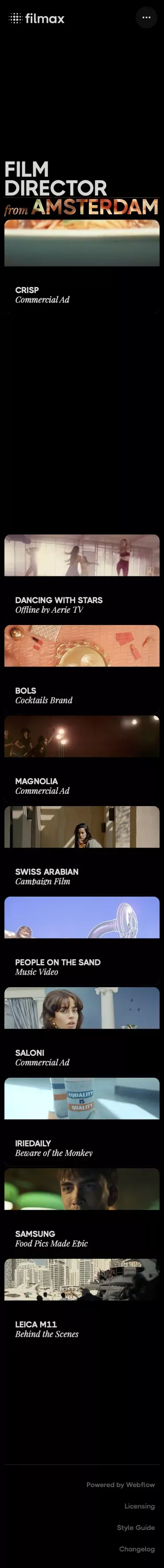 Home A - Filmax - Webflow HTML website template mobile view