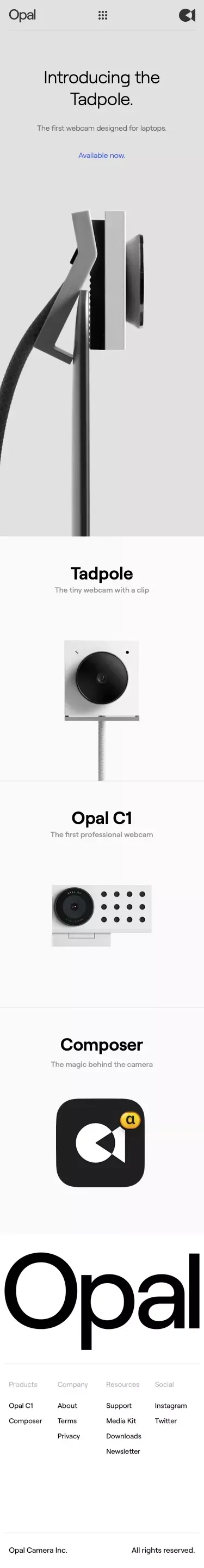 Opal Camera Inc. mobile view