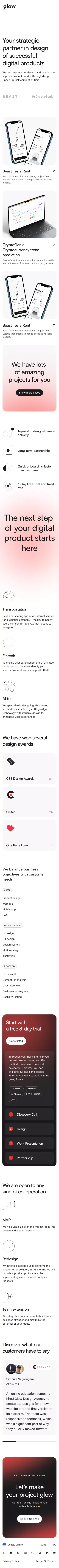 UX/UI & Branding Product Design Agency - Glow Team mobile view