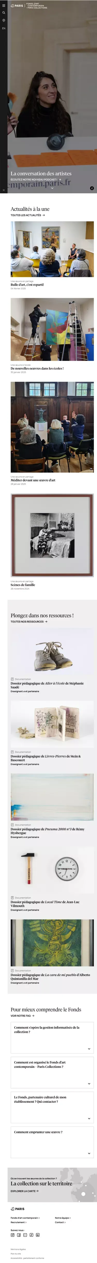 Accueil — Fonds d'art contemporain - Paris Collections mobile view