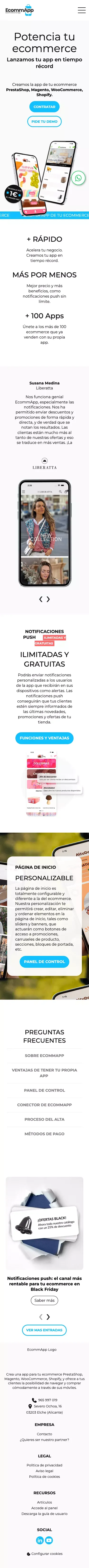 Crea una App de tu tienda online | App eCommerce | EcommApp mobile view