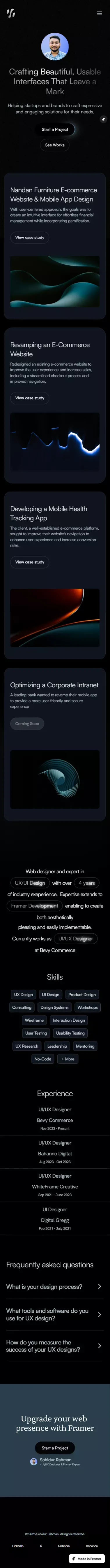 Sohidur Rahman | UI/UX Designer mobile view