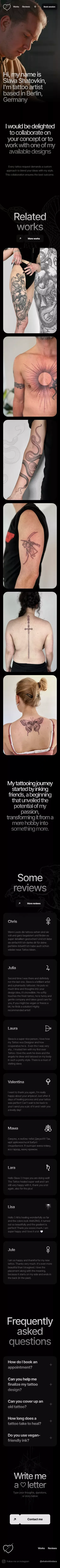 Tattoo artist Slava Shatovkin mobile view
