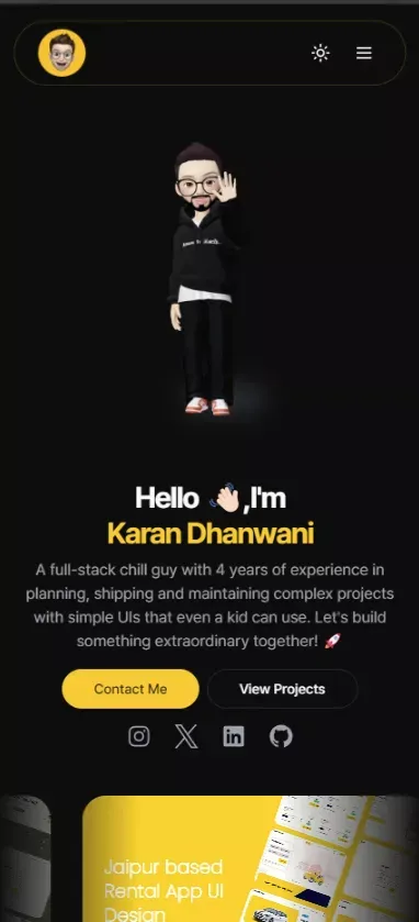 Karan Dhanwani - Full Stack Developer & Cloud Expert mobile view