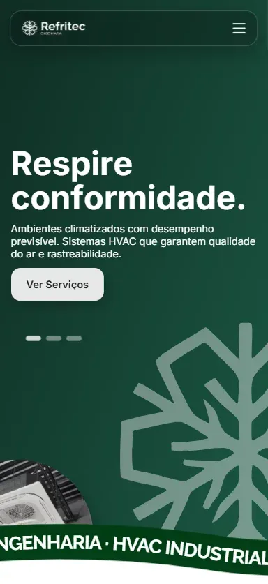 Refritec Engenharia | HVAC industrial, PMOC e ambientes crÃ­ticos mobile view