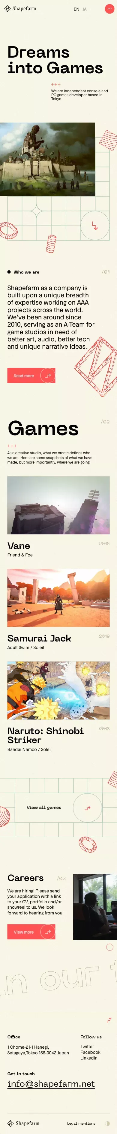 Shapefarm mobile view