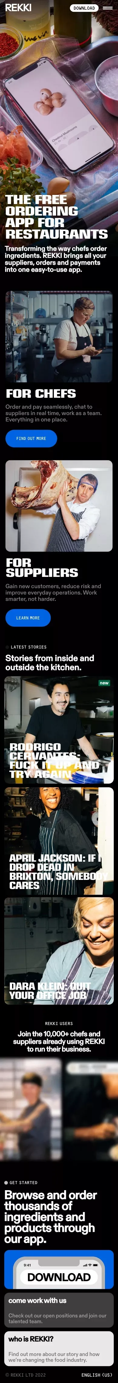 REKKI – The Free Ordering App for Chefs mobile view