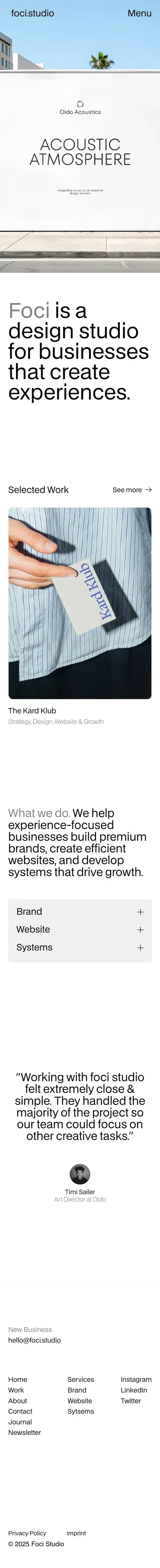 Foci Studio â Design for Experience-Driven Businesses mobile view