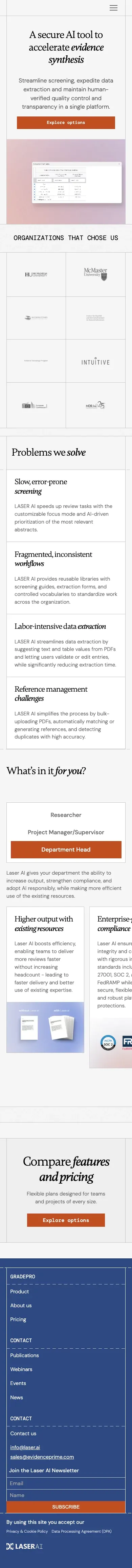 LASER AI: Accelerate Evidence Synthesis with Secure AI mobile view