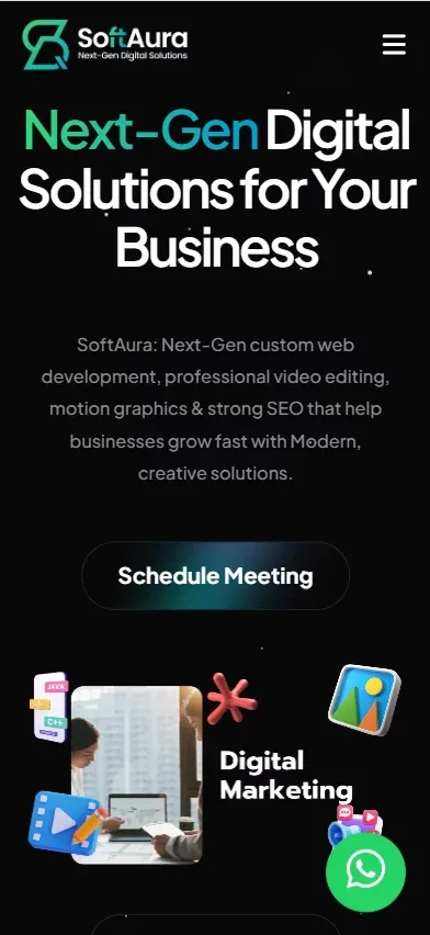SoftAura | Custom Web Development & Digital Marketing Company mobile view