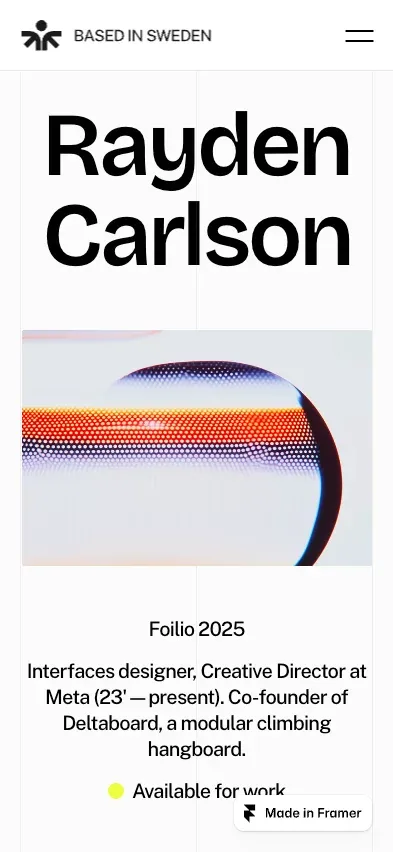 Rayden Carlson â  Swedish Designer & Creative Director at Meta mobile view