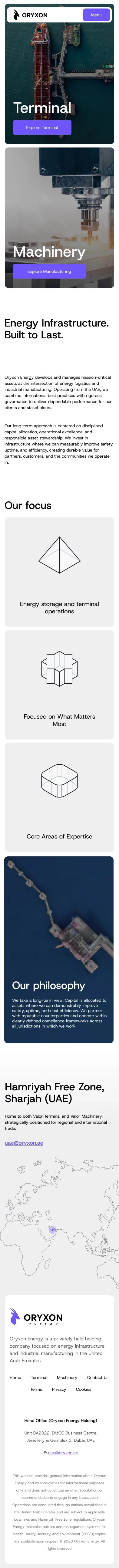 Oryxon Energy - Energy Infrastructure & Industrial Assets UAE mobile view