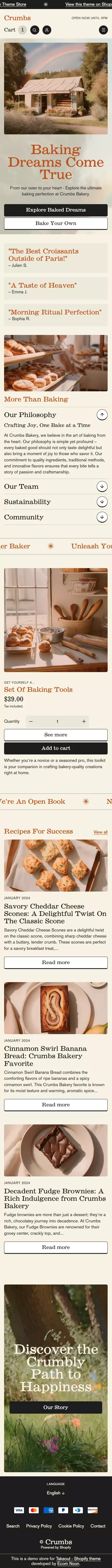 Crumbs mobile view
