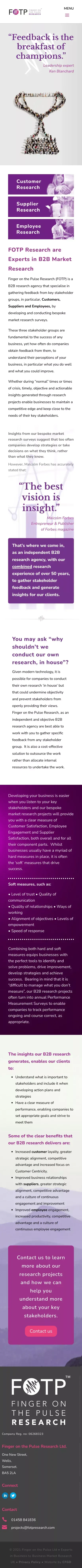 B2B Research Agency - Bespoke Market Research - FOTP Research mobile view