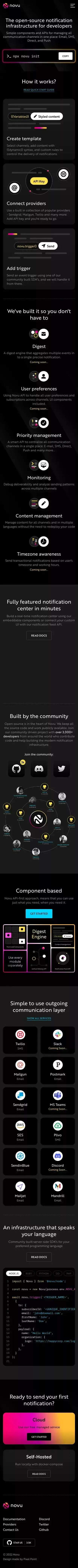 Novu - The open-source notification infrastructure mobile view