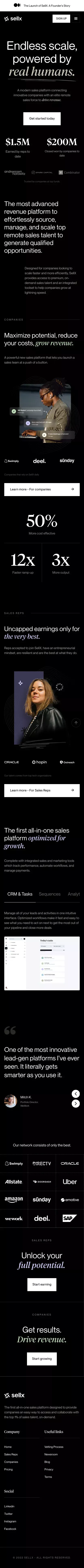 SellX: Effortlessly source, manage & scale remote sales talent mobile view