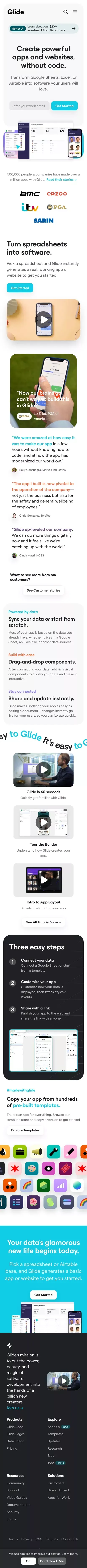 Glide – Create apps & websites without code. mobile view