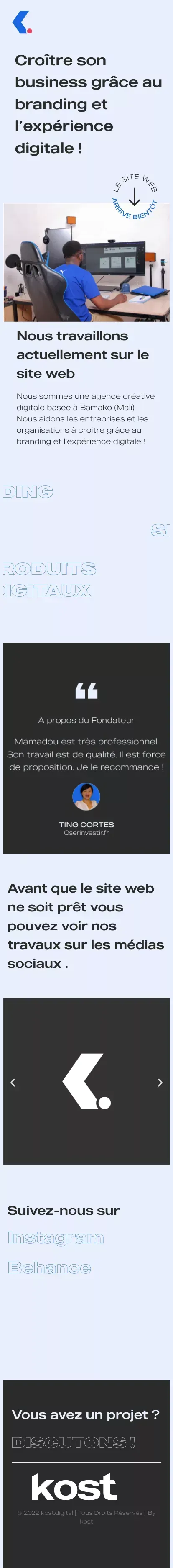 Kost Digital – Branding | Site web | Produits digitaux mobile view