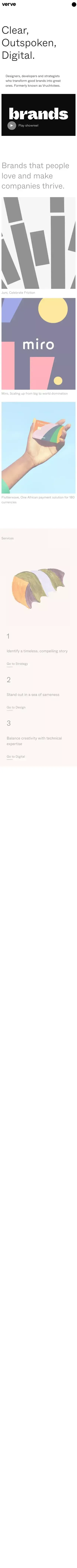 Verve • Digital Branding Design agency mobile view