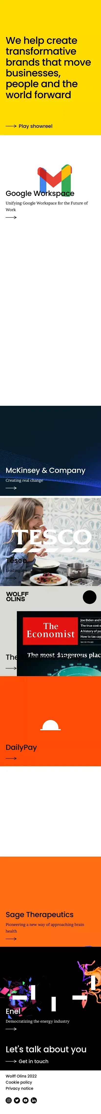 Wolff Olins mobile view