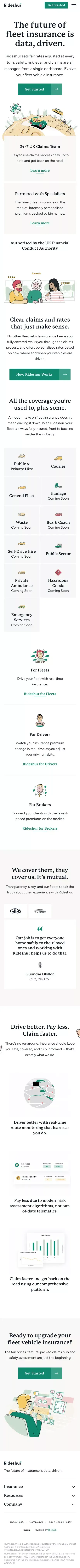 Rideshur - Business Fleet Insurance | Fleet Vehicle Insurance mobile view