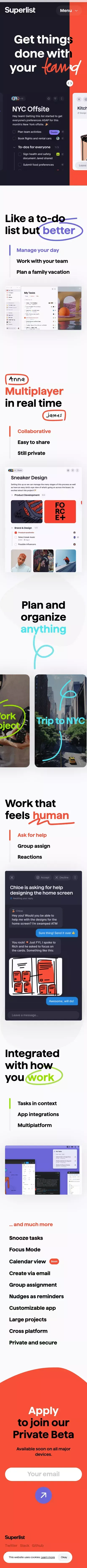 Superlist mobile view