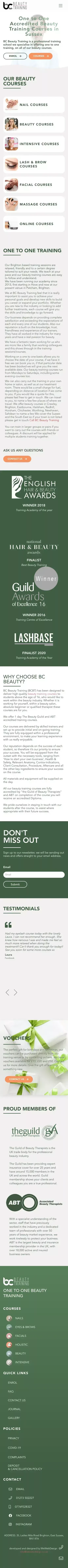 BC Beauty Training Courses | Beauty Courses Brighton, Crawley | Sussex & South East School for Diploma Courses mobile view