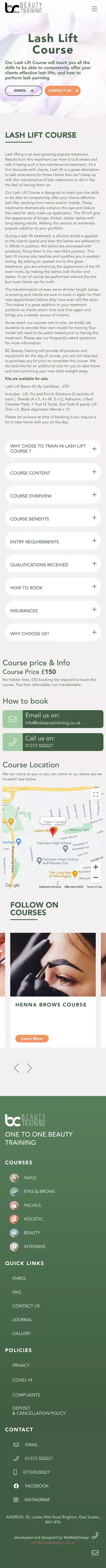 Lash Lift Course | Lash Lift Training Course in Brighton | BC Beauty Training mobile view