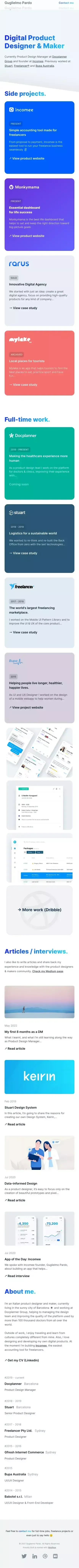 Guglielmo Pardo - Product Designer mobile view