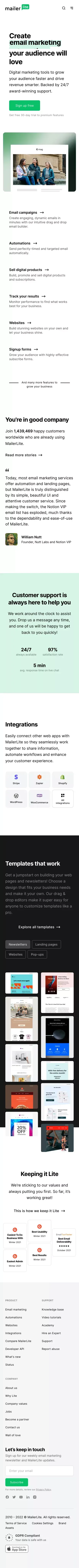 Create Email Marketing Your Audience Will Love - MailerLite mobile view