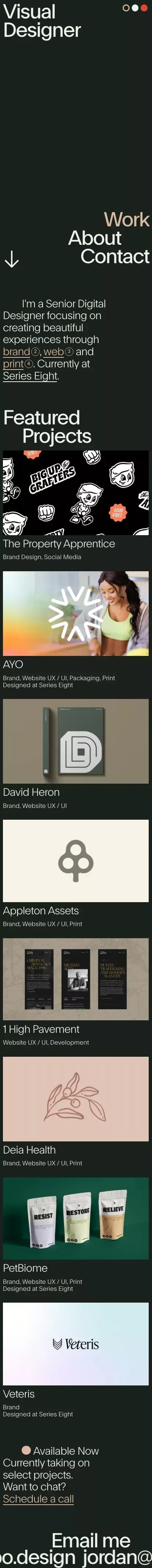 Jordan Dobney - Visual Designer / Web - Brand - Print mobile view
