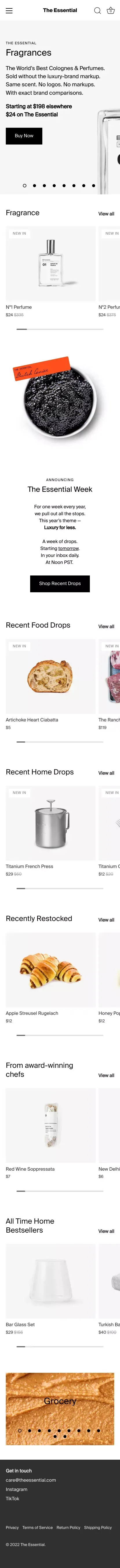 The Essential mobile view