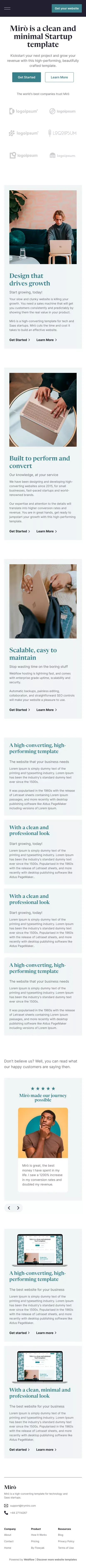 Mirò - Webflow HTML Website Template mobile view