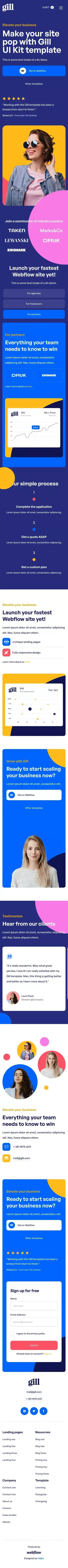 Gill - Webflow Ecommerce website template mobile view