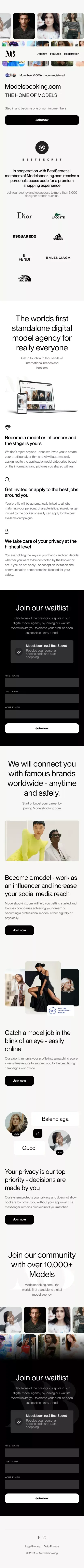 Modelsbooking mobile view